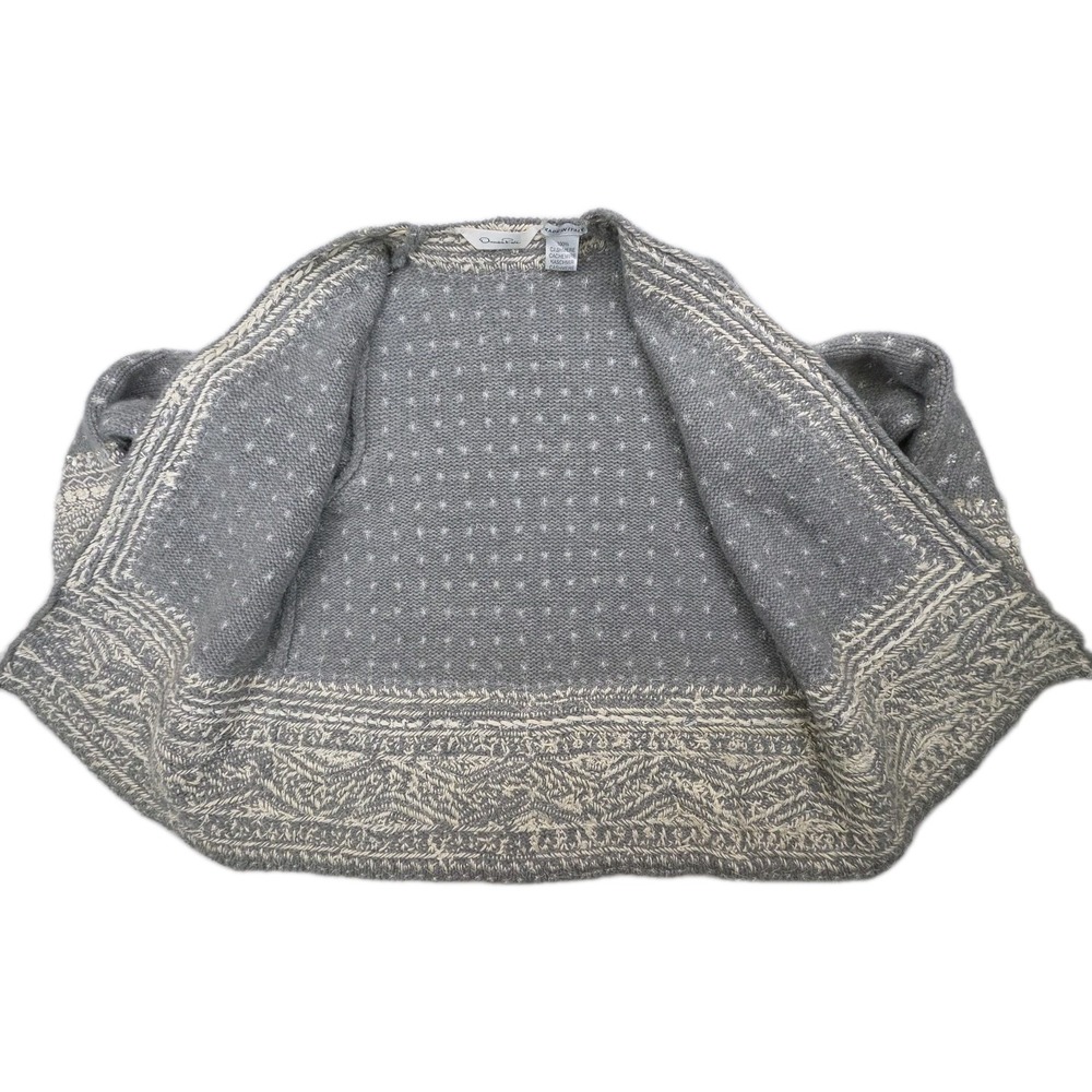 Vtg 90s Y2K OSCAR DE LA RENTA Cashmere Beaded Sequin Cardigan Jacket Gray Sz M - Picture 12 of 14